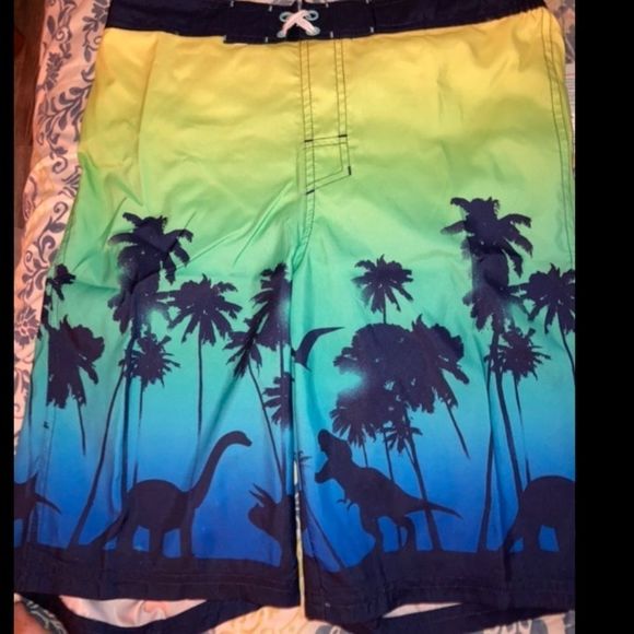 π HP π NWT NEWβ Boys' Neon Sharks Swim Trunks - Picture 2 of 7